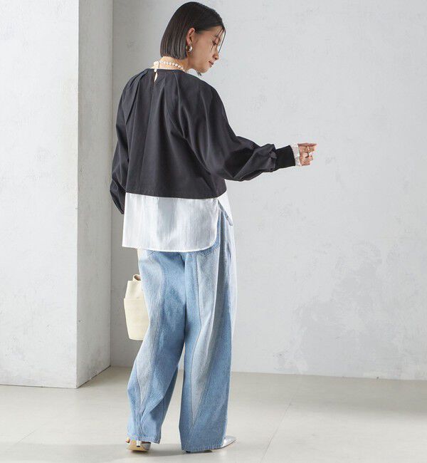 SHIPS for women「〈手洗い可能〉シアー コンビ タック プルオーバー」|Tシャツ・カットソー|