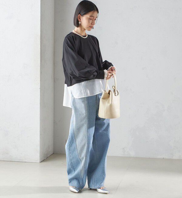 SHIPS for women「〈手洗い可能〉シアー コンビ タック プルオーバー」|Tシャツ・カットソー|