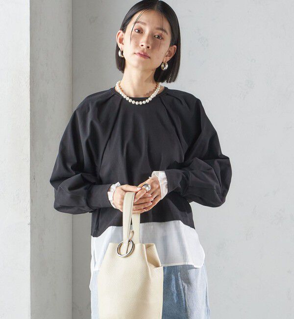 SHIPS for women「〈手洗い可能〉シアー コンビ タック プルオーバー」|Tシャツ・カットソー|