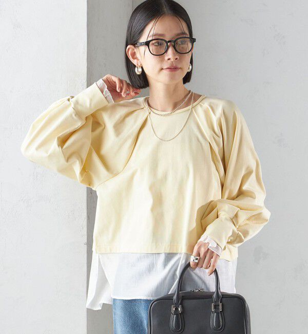 SHIPS for women「〈手洗い可能〉シアー コンビ タック プルオーバー」|Tシャツ・カットソー|