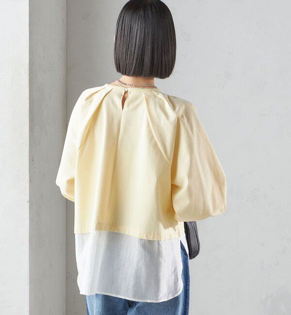 SHIPS for women「〈手洗い可能〉シアー コンビ タック プルオーバー」|Tシャツ・カットソー|