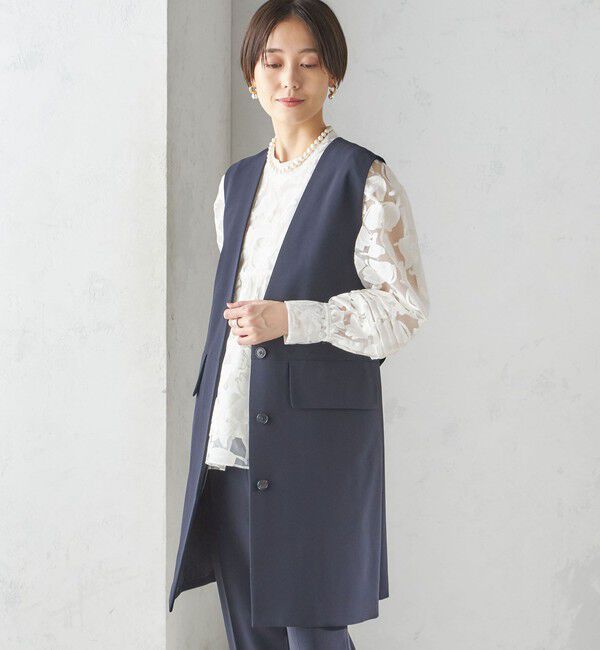 SHIPS for women「〈手洗い可能〉トリアセテート混 ロング ジレ（セットアップ対応可）」|ベスト・ジレ|