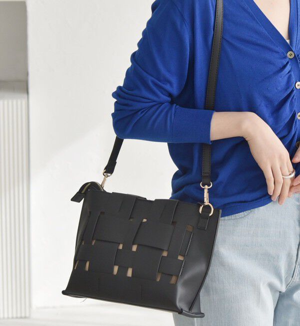 quaranciel「quaranciel: スクエア メッシュ ショルダー バッグ」|ショルダー・メッセンジャー|ブラック