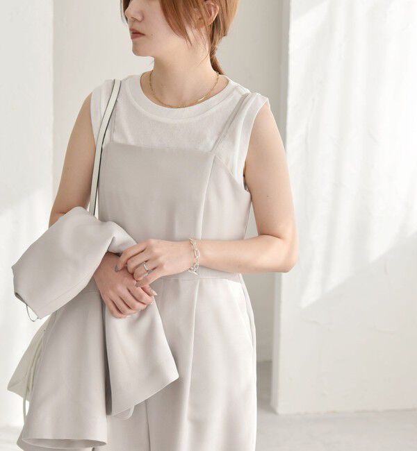 quaranciel「quaranciel:〈洗濯機可能〉ダブルクロス テーパード サロペット（セットアップ対応）」|オールインワン|