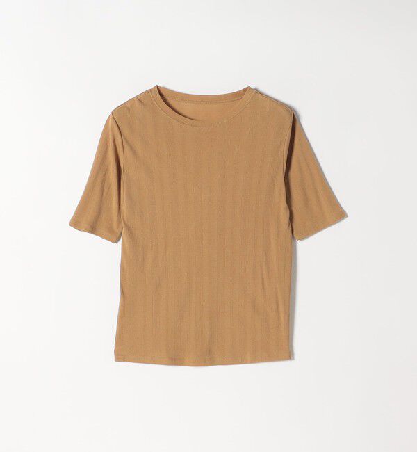 SHIPS any「SHIPS any:〈洗濯機可能〉シアー リブ ハーフ スリーブ クルーネック TEE」|Tシャツ・カットソー|