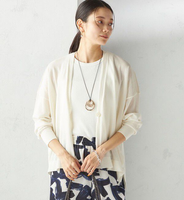 SHIPS for women「〈手洗い可能〉18G フィルミーコットン Vネック 1ボタン カーディガン」|カーディガン|