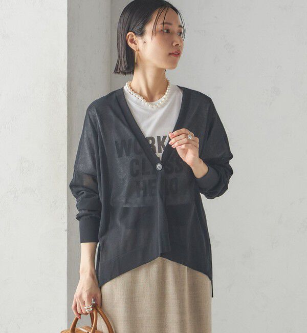 SHIPS for women「〈手洗い可能〉18G フィルミーコットン Vネック 1ボタン カーディガン」|カーディガン|