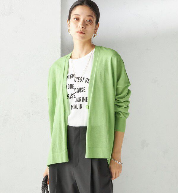 SHIPS for women「〈手洗い可能〉18G フィルミーコットン Vネック 1ボタン カーディガン」|カーディガン|