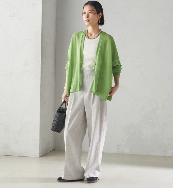 SHIPS for women「〈手洗い可能〉18G フィルミーコットン Vネック 1ボタン カーディガン」|カーディガン|