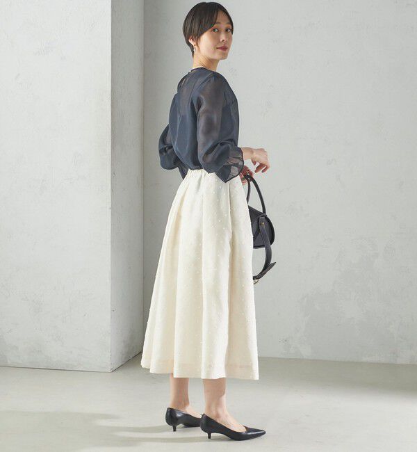 SHIPS for women「〈手洗い可能〉オーガンジー ドット 刺繍 フレア スカート」|スカート|