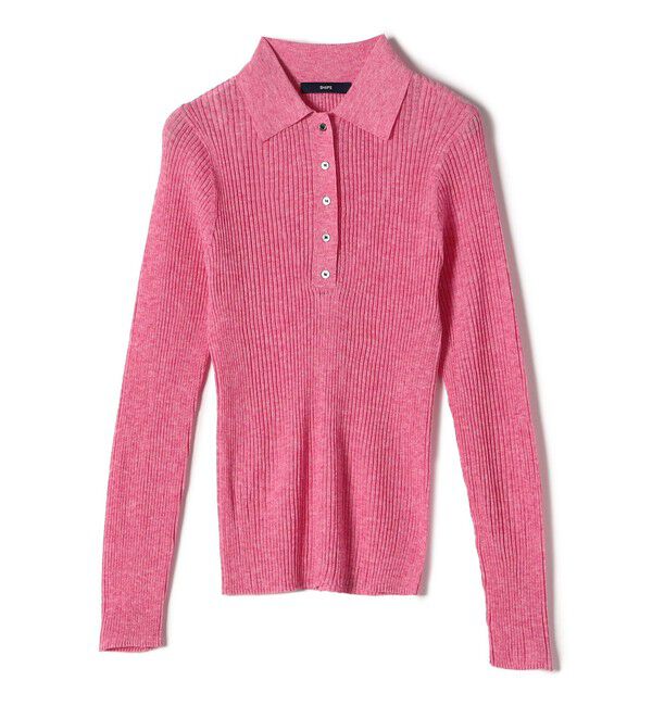 SHIPS for women「〈手洗い可能〉シアー リブ 長袖 ポロ ニット」|ニット・セーター|