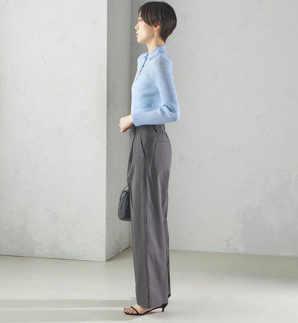 SHIPS for women「〈手洗い可能〉シアー リブ 長袖 ポロ ニット」|ニット・セーター|