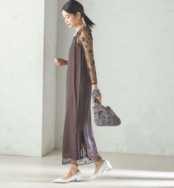 SHIPS for women「kaene:フロッキー レース &times; サテン 2WAY ワンピース（セレモニー対応可）」|ドレス|