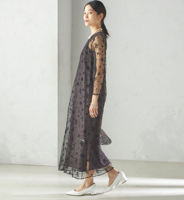 SHIPS for women「kaene:フロッキー レース &times; サテン 2WAY ワンピース（セレモニー対応可）」|ドレス|