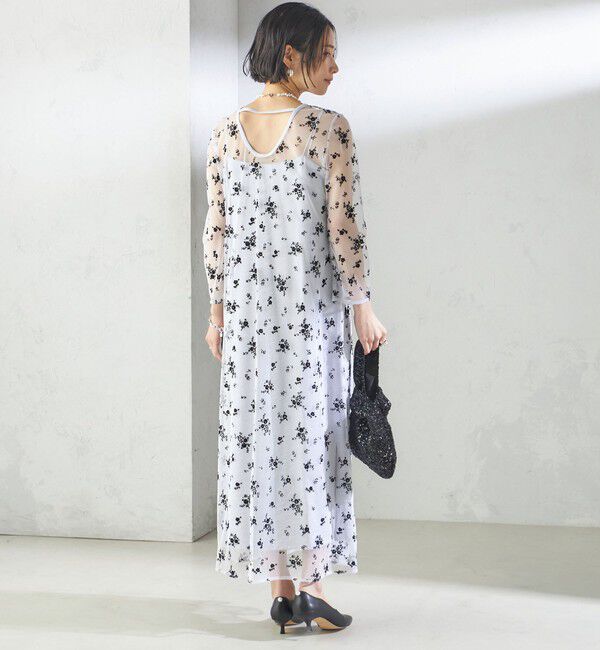 SHIPS for women「kaene:フロッキー レース &times; サテン 2WAY ワンピース（セレモニー対応可）」|ドレス|