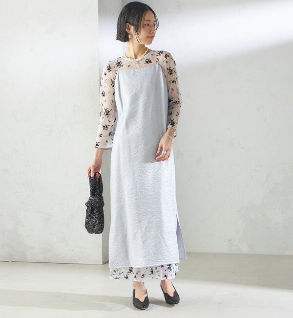 SHIPS for women「kaene:フロッキー レース &times; サテン 2WAY ワンピース（セレモニー対応可）」|ドレス|