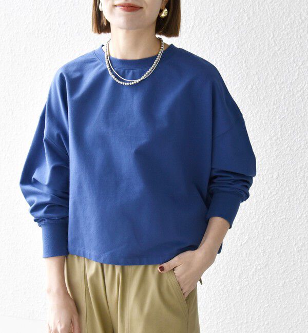 SHIPS any「SHIPS any:〈洗濯機可能〉インレイ ロングスリーブ コンパクト プルオーバー」|Tシャツ・カットソー|ブルー