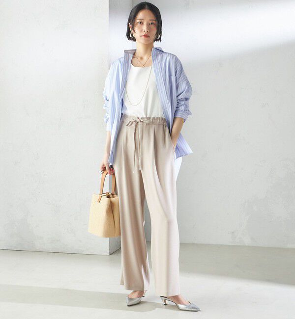 SHIPS for women「〈接触冷感 / 手洗い可能〉アセテート混 バック サテン ワイド パンツ」|その他|