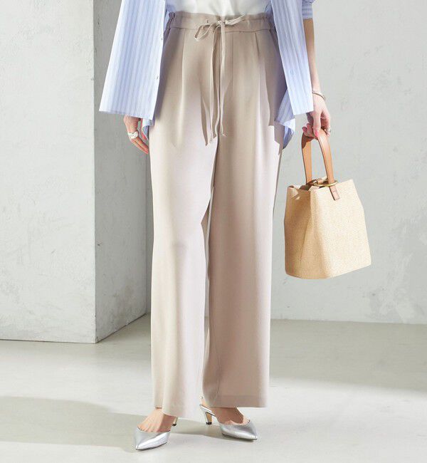 SHIPS for women「〈接触冷感 / 手洗い可能〉アセテート混 バック サテン ワイド パンツ」|その他|