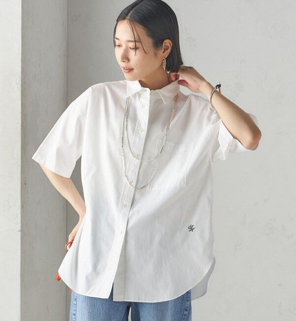 SHIPS for women「〈洗濯機可能〉オックス 刺繍 ショート スリーブ シャツ」|シャツ・ブラウス|