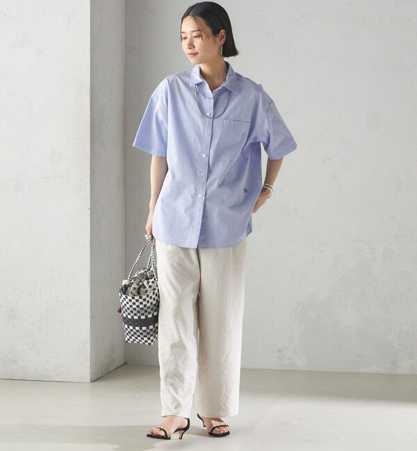 SHIPS for women「〈洗濯機可能〉オックス 刺繍 ショート スリーブ シャツ」|シャツ・ブラウス|