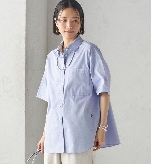 SHIPS for women「〈洗濯機可能〉オックス 刺繍 ショート スリーブ シャツ」|シャツ・ブラウス|