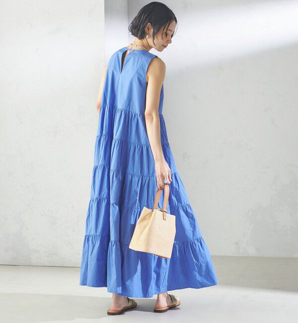 SHIPS for women「〈手洗い可能〉Fanaka:ポプリン ティアード ロング ワンピース」|ワンピース|