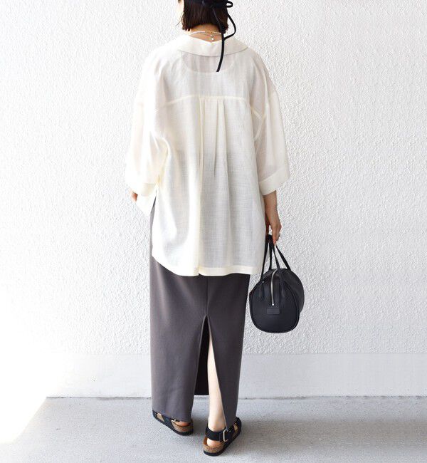 SHIPS for women「〈手洗い可能〉麻調 メッシュ 半袖 ビッグ シャツ」|シャツ・ブラウス|