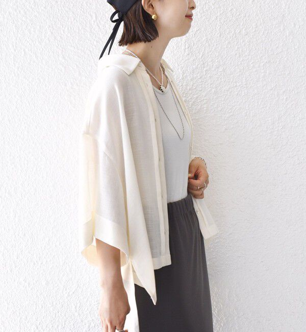 SHIPS for women「〈手洗い可能〉麻調 メッシュ 半袖 ビッグ シャツ」|シャツ・ブラウス|