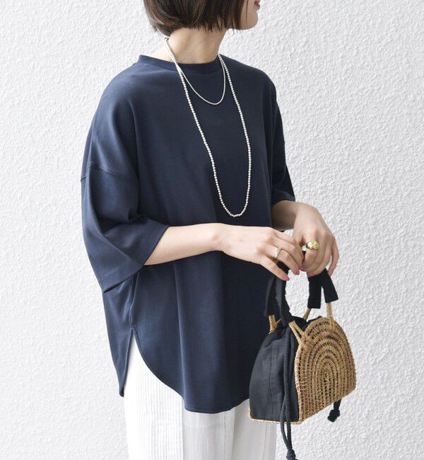 SHIPS any「《一部予約》SHIPS any:〈接触冷感/汗染み防止加工/洗濯機可能〉ラウンドヘム クルー ビッグ TEE」|Tシャツ・カットソー|