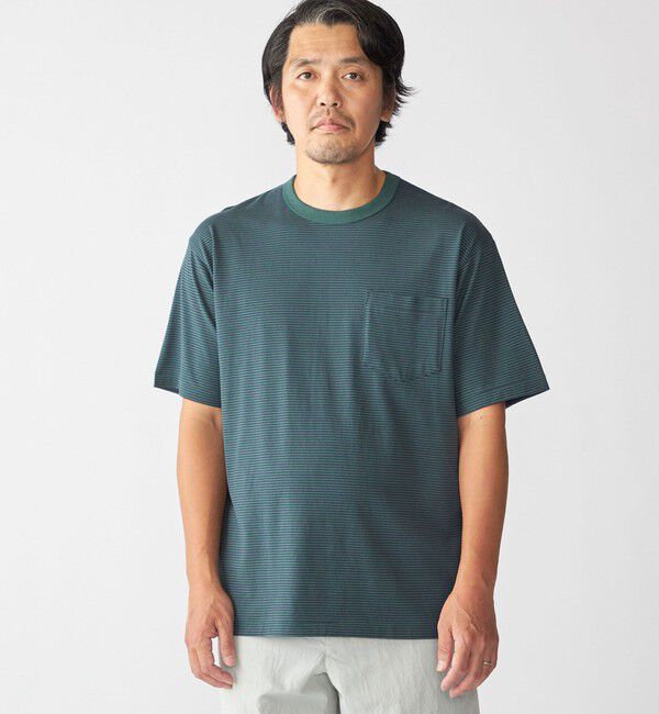 SHIPS「SHIPS: マイクロ ボーダー リンガー Tシャツ」|Tシャツ・カットソー|