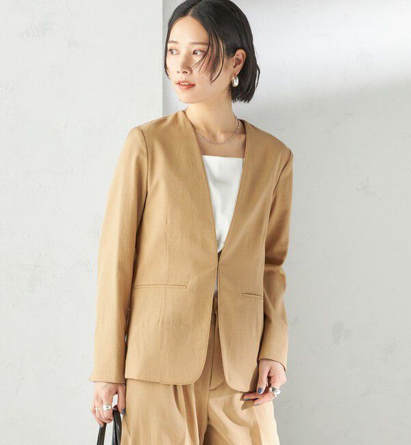 SHIPS for women「〈手洗い可能〉FUNCTIONAL カラーレス ジャケット（セットアップ対応）」|ノーカラージャケット|