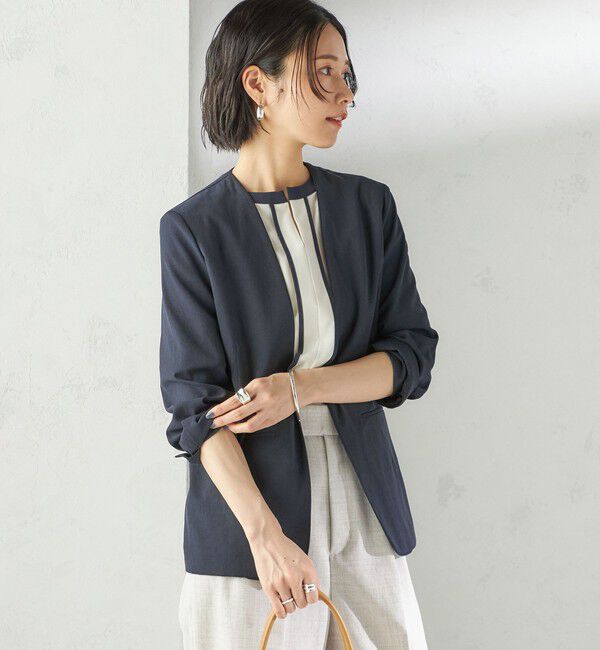 SHIPS for women「〈手洗い可能〉FUNCTIONAL カラーレス ジャケット（セットアップ対応）」|ノーカラージャケット|