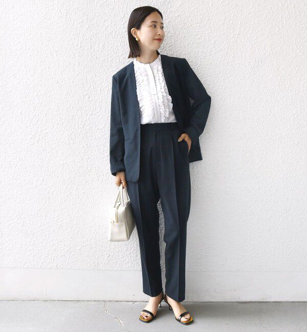 SHIPS for women「〈手洗い可能〉FUNCTIONAL カラーレス ジャケット（セットアップ対応）」|ノーカラージャケット|