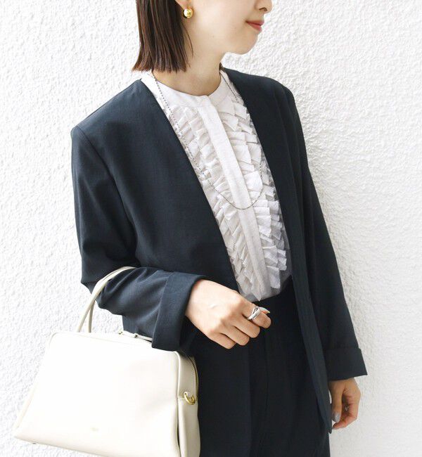 SHIPS for women「〈手洗い可能〉FUNCTIONAL カラーレス ジャケット（セットアップ対応）」|ノーカラージャケット|