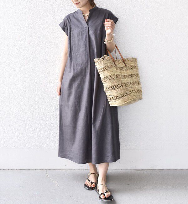 SHIPS for women「《予約》【WEB限定】〈手洗い可能〉リネン レーヨン コーティング ワンピース」|ワンピース|