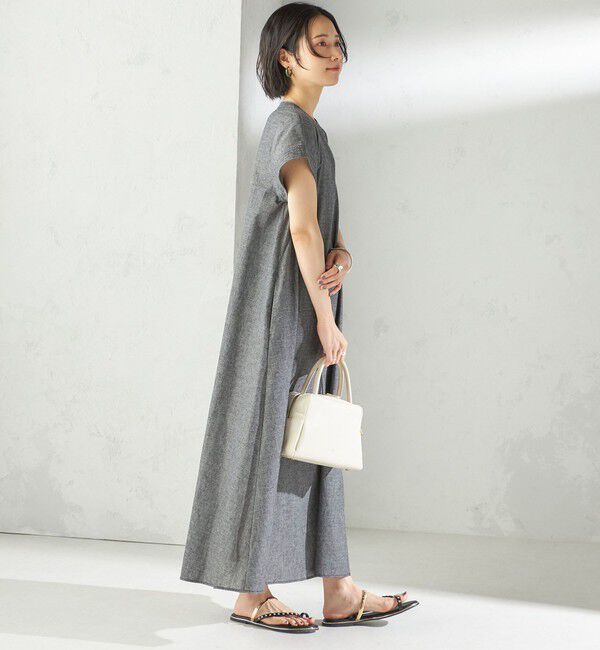 SHIPS for women「〈接触冷感・手洗い可能〉麻混 シャンブレー フレア ワンピース」|ワンピース|