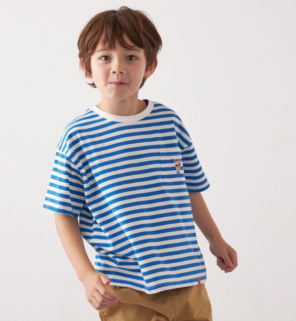 SHIPS any「【SHIPS any別注】UNIVERSAL OVERALL: ボーダー Tシャツ <KIDS>」|Tシャツ・カットソー|