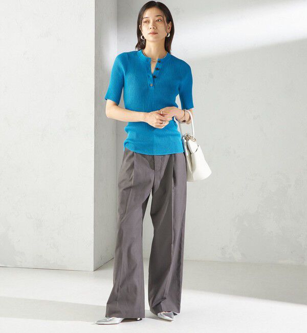 SHIPS for women「〈手洗い可能〉ラミー混 シアー ヘンリー ネック ニット」|ニット・セーター|