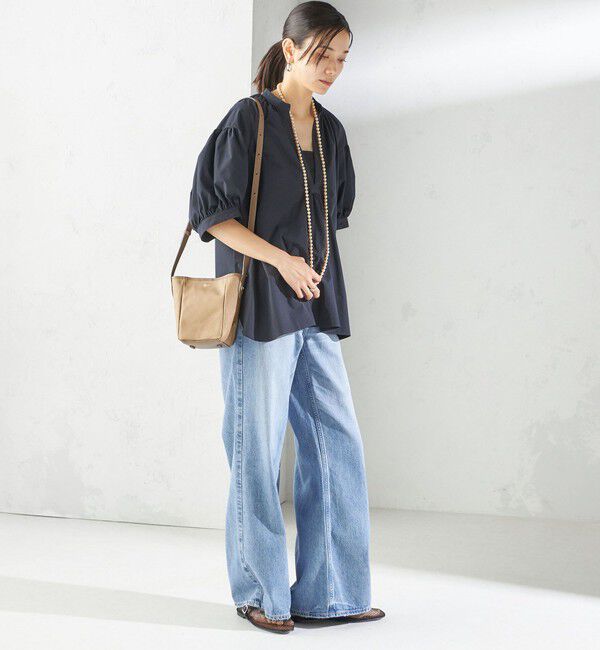 SHIPS for women「〈接触冷感 / 撥水加工〉TEX BRID(R)タフタ スキッパー 5分袖 ブラウス」|シャツ・ブラウス|