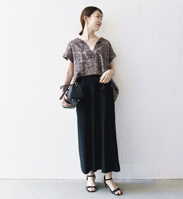 SHIPS any「《一部追加予約》SHIPS any:〈手洗い可能〉メッシュ ジャカード カフタン スキッパー ブラウス」|シャツ・ブラウス|