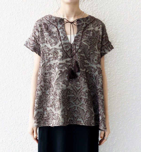 SHIPS any「《一部追加予約》SHIPS any:〈手洗い可能〉メッシュ ジャカード カフタン スキッパー ブラウス」|シャツ・ブラウス|