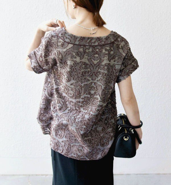 SHIPS any「《一部追加予約》SHIPS any:〈手洗い可能〉メッシュ ジャカード カフタン スキッパー ブラウス」|シャツ・ブラウス|