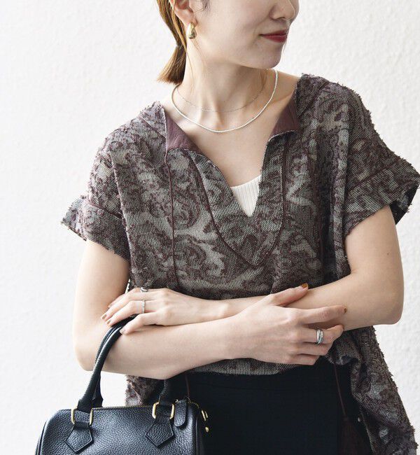 SHIPS any「《一部追加予約》SHIPS any:〈手洗い可能〉メッシュ ジャカード カフタン スキッパー ブラウス」|シャツ・ブラウス|