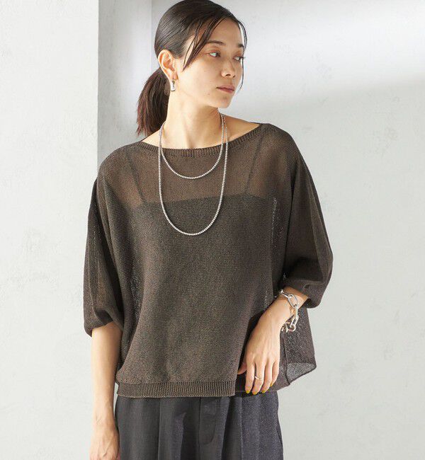 SHIPS for women「〈手洗い可能〉ペーパー パフ スリーブ 半袖 ニット」|ニット・セーター|