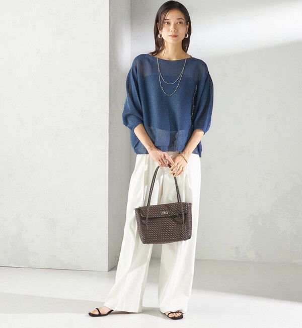 SHIPS for women「〈手洗い可能〉ペーパー パフ スリーブ 半袖 ニット」|ニット・セーター|