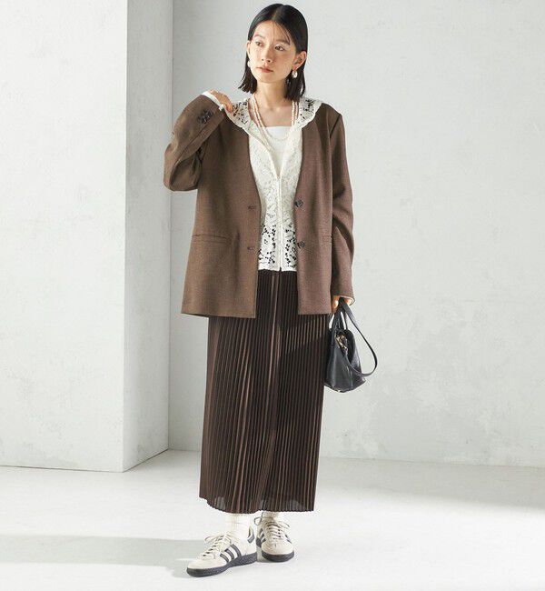 SHIPS for women「〈手洗い可能〉TUMUGITO(R) シャーク ツイード カラーレス ジャケット」|ノーカラージャケット|