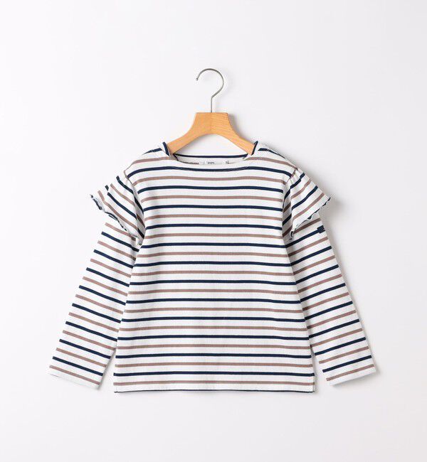 SHIPS KIDS「SHIPS KIDS:100～130cm/ボーダー フリル ロングスリーブ Tシャツ」|Tシャツ・カットソー|