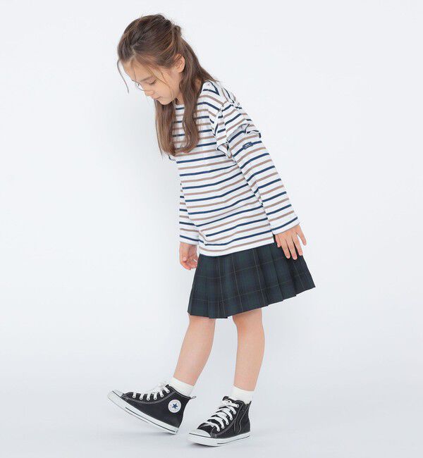 SHIPS KIDS「SHIPS KIDS:100～130cm/ボーダー フリル ロングスリーブ Tシャツ」|Tシャツ・カットソー|