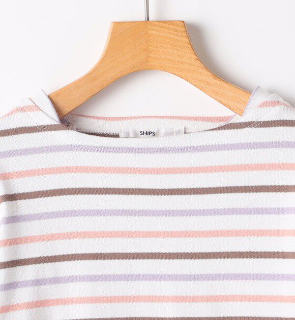 SHIPS KIDS「SHIPS KIDS:100～130cm/ボーダー フリル ロングスリーブ Tシャツ」|Tシャツ・カットソー|